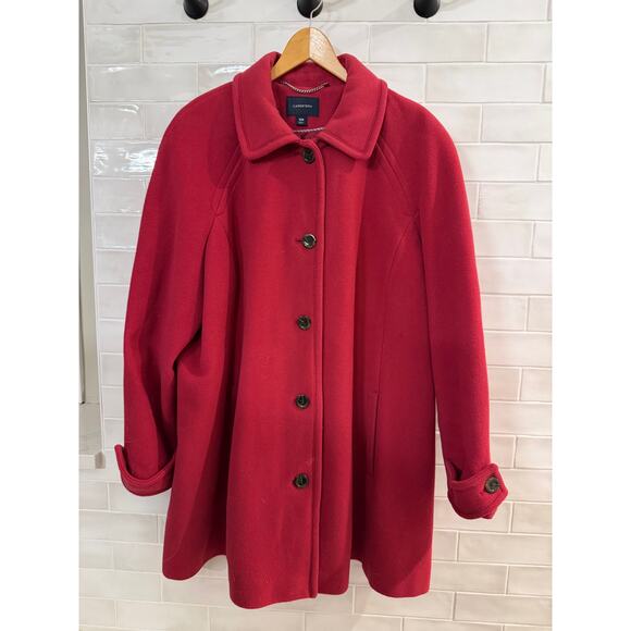 Lands’ End 18W Red Wool Blend Peacoat Classic Button Front Winter Coat - Picture 2 of 3